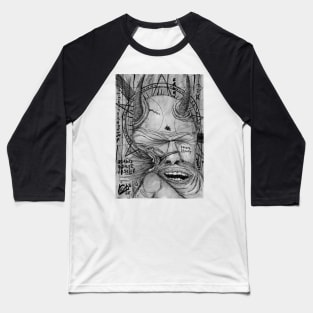 Abstract Uncoloured Devil Baseball T-Shirt